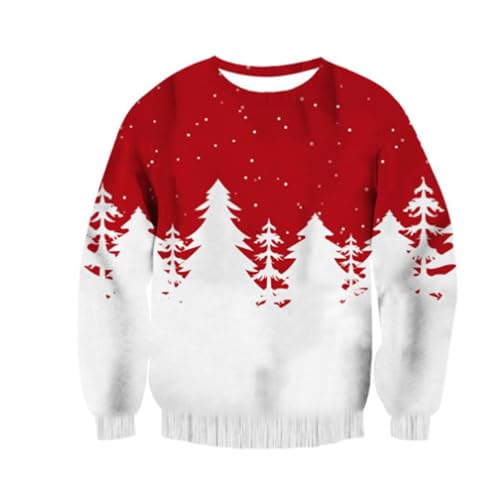 Generisch Herren Weihnachtspullover Lustig Strickpullover mit Rundhals Lose Oberteile Herren Party Style Loose weihnachtspulli Strick Oversized Langarmshirt Xmas Pulli Sweatshirt Winterpullover von Generisch