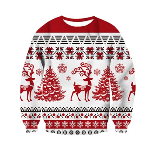 Generisch Herren Weihnachtspullover Lustig Strickpullover mit Rundhals Lose Oberteile Herren Party Style Loose weihnachtspulli Strick Oversized Langarmshirt Xmas Pulli Sweatshirt Winterpullover von Generisch