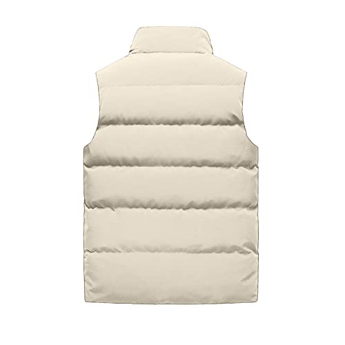 Generisch Herren Weste, Warme Mit Reißverschluss Taschen Weste Schwarz Outdoor Daunenjacke Ärmellos Baumwolle Westen Für Veste Ärmellose Daunen Leicht Laufweste Winter (4XL, Khaki) von Generisch