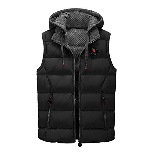 Generisch Herren Westen, Warme Softshell Jacke Schwarze Kapuze Fleeceweste Mit Reißverschluss Lammfellweste Wärme Braun Weste Daunenjacke Westen Sportlich Winter von Generisch