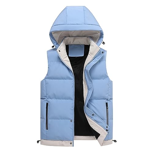 Generisch Herren-Westen Winter Elegant Lang 4Xl Steppweste Daunenweste Outdoor Ärmellose Sportlich Leicht Puffer Weste Weste mit Kapuze Glänzend Fahrradweste Herren Weste von Generisch