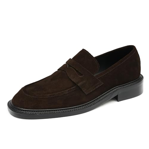 Generisch Herren Wildleder Freizeit Loafers Slip On Formelle Kleid Schuhe,Braun,40 von Generisch