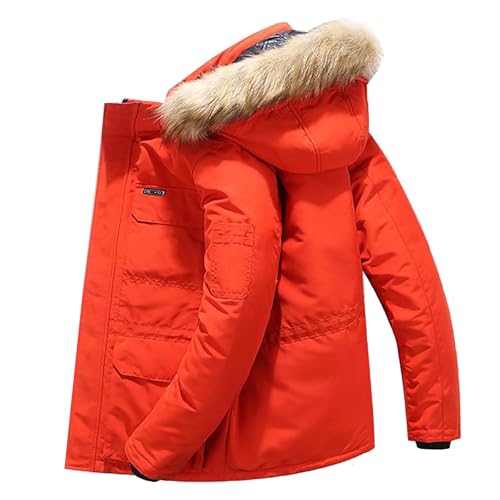 Generisch Herren Winter Parka Jacke Warm Winddicht Winterjacke Locker Große Größe Daunenjacke mit Kapuze Outdoor Freizeit Übergangsjacke Mode Schlichter Wanderjacke Bequeme Weich Pufferjacke von Generisch