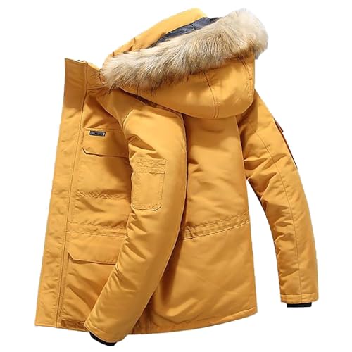 Generisch Herren Winter Parka Jacke Warm Winddicht Winterjacke Locker Große Größe Daunenjacke mit Kapuze Outdoor Freizeit Übergangsjacke Mode Schlichter Wanderjacke Bequeme Weich Pufferjacke von Generisch