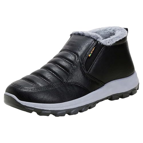Generisch Herren Winterboots Leder Schneeschuhe Wasserabweisend Winterstiefel Dickes Fleece Stiefeletten Wärme Thermoschuhe Winterschuhe Rutschfeste Sohlen Snowboots Weich Leicht Schlupfstiefel von Generisch