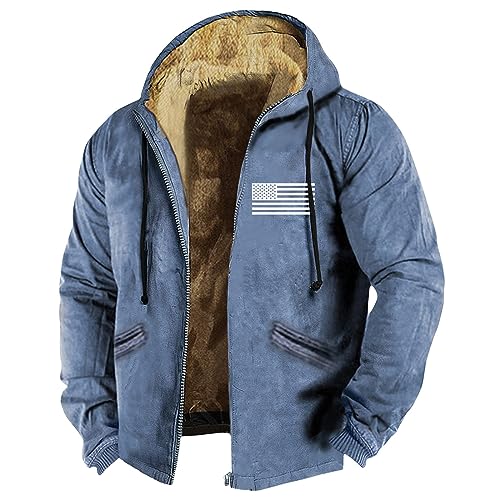 Herren Winterjacke, Skijacke Wasserdicht Gefüttert Windjacke Kapuze Dick Warm Mehrere Taschen Motorrad Jacken Field Arbeitsjacke Winter Männer Parka Jacket (7XL, Blue) von Generisch