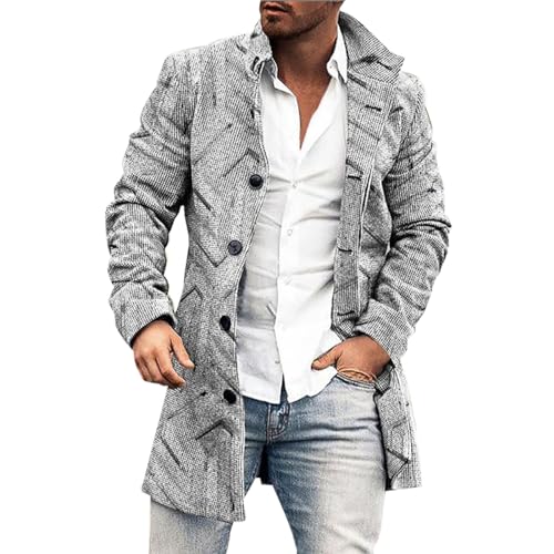 Generisch Herren Winterjacke Daunenjacke Grau M Steppjacke mit Kapuze Wasserfest Langarm Maschinenwäsche von Generisch