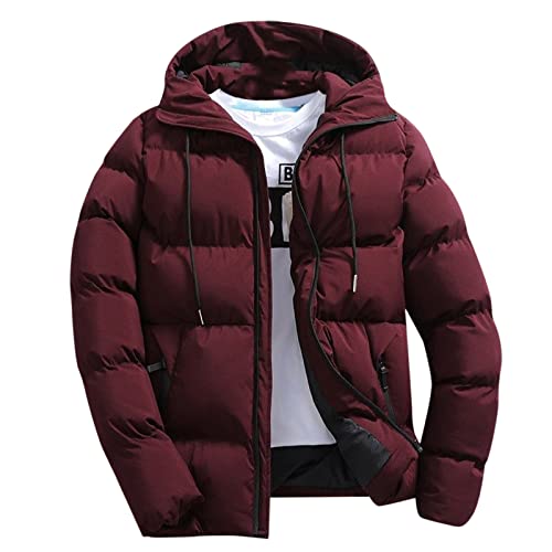 Generisch Herren Winterjacke Kurz Steppjacke Leichte Daunenalternative Füllung Wärmende Übergangsjacke Winddicht Atmungsaktiv Kapuzenjacke Winter Jacke für Winter Outdoor Freizeit Stadt (XXL) von Generisch