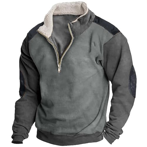 Generisch Herren Zip Neck Sweatshirt Stehkragen Pullover Langarmshirts Winter Männer Langarm Polo Arbeitspullover Herren Herren Sweatshirt Langarm Mit Kragen Blauer Pulli von Generisch