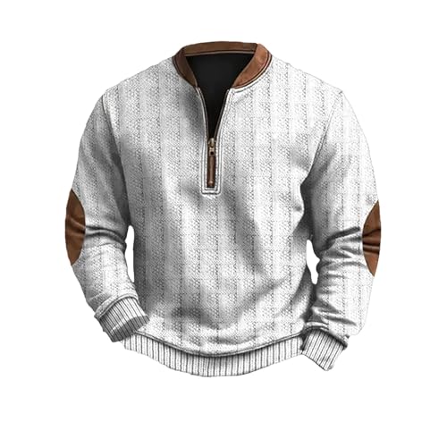 Generisch Herren Zip Neck Sweatshirt Stehkragen Pullover Langarmshirts Winter Männer Langarm Polo Pullover Mit Kapuze Sweatjacke Übergröße Für Herren Pullover Herren V Ausschnitt von Generisch