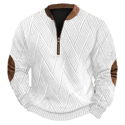 Generisch Herren Zip Neck Sweatshirt Stehkragen Pullover Langarmshirts Winter Männer Langarm Polo Sweatshirt Herren Ohne Kapuze Schwarze Sweatjacke Herren Ohne Kapuze Outdoor Pullover Herren von Generisch