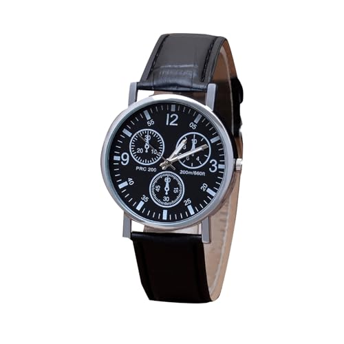 Generisch Herren analog Quarz Uhr Herren-Quarzuhr mit blauem Glas, stilvolle Lederarmbanduhr für ihn Armbanduhr Dinosaurier (A-D, 24cm) von Generisch