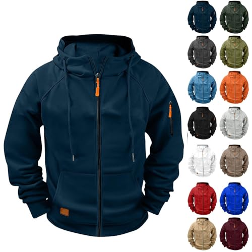 Generisch Herren üBergangsjacke Kapuzenpullover Herren mit ReißVerschluss Und Tasche Einfarbig Pullover Oversized Hoody Sweatshirts MäNner Zip Hoodie Winter Hoody Mit Kapuze Reissverschluss von Generisch