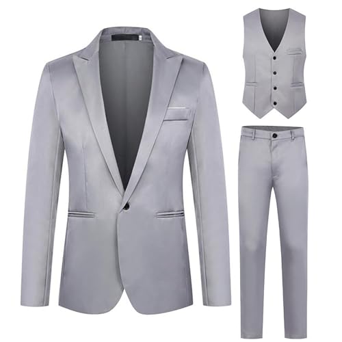 Generisch Herrenanzug 3-Teilig Stretch Business Anzug Regular Fit EIN Knopf Smoking Jacke Weste Hosen Übergröße Suits Anzug 2 teiler Komplett Set Modernes Outfit Hochzeit von Generisch
