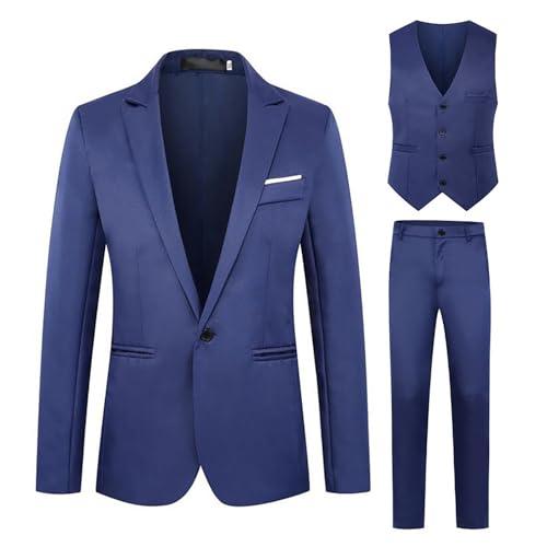 Generisch Herrenanzug 3-Teilig Stretch Business Anzug Regular Fit EIN Knopf Smoking Jacke Weste Hosen Übergröße Suits Anzug 2 teiler Komplett Set Modernes Outfit Hochzeit von Generisch