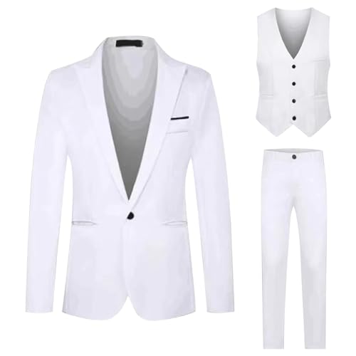 Generisch Herrenanzug 3-Teilig Stretch Business Anzug Regular Fit EIN Knopf Smoking Jacke Weste Hosen Übergröße Suits Anzug 2 teiler Komplett Set Modernes Outfit Hochzeit von Generisch