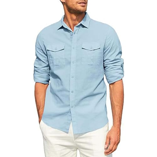 Generisch Herrenhemden Langarm Mit 2 Brusttaschen, Freizeithemd Baumwolle Herren Langarm, Cargohemd Leichtgewichts Arbeitshemd Schnelltrocknend Langarmhemd Einfarbig Hemden Casual Stehkragenhemd Generisch Herrenhemden Langarm Mit 2 Brusttaschen, Freizeithemd Baumwolle Herren Langarm, Cargohemd Leichtgewichts Arbeitshemd Schnelltrocknend Langarmhemd Einfarbig Hemden Casual Stehkragenhemd von Generisch