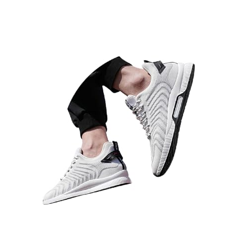 Generisch Herrenhöhenschuhe – 6/10 Cm Höhenverstellbare Sneakers Unsichtbare Aufzugfunktion Casual Mesh-Atmungsaktive Freizeitschuhe (White, Erwachsene, 41, Numerisch, EU Schuhgrößensystem, M) von Generisch