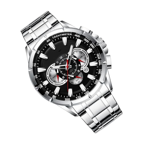 Generisch Herrenmetall Uhr, wasserdichte Uhren für Männer, Edelstahlgurt Männer Uhren, Kalenderdatum Modeschmuck, Business Clothing Accessoires für Weihnachten, Ostern von Generisch