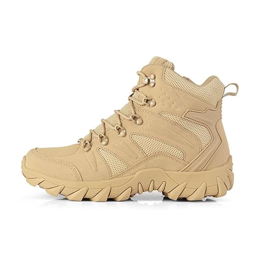 Generisch Herrenschuhe Kriegsstiefel Arbeitsschutzschuhe Outdoor Camping Wüste Stiefel (Sandfarbe,46) von Generisch