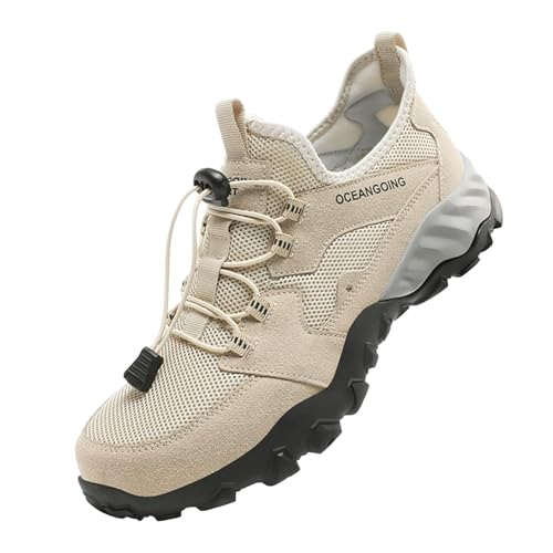 Generisch Herrenschuhe Mesh Atmungsaktive Wanderschuhe Bequeme Wanderschuhe Outdoor Reiseschuhe Mode Lässige Sportschuhe Hohe Sneaker Herren Rot (Beige, 43) von Generisch