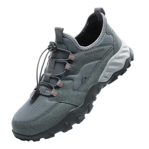 Generisch Herrenschuhe Mesh Atmungsaktive Wanderschuhe Bequeme Wanderschuhe Outdoor Reiseschuhe Mode Lässige Sportschuhe Hohe Sneaker Herren Rot (Grey, 48) von Generisch