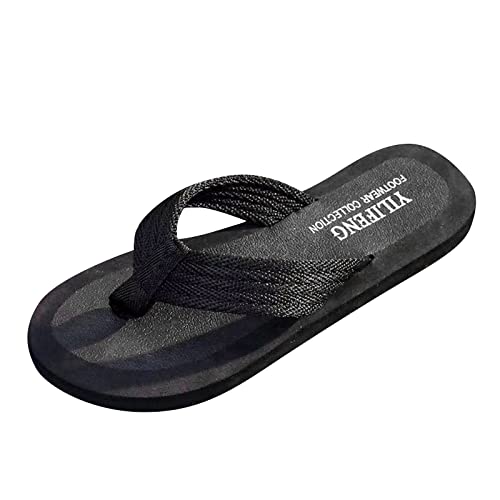 Generisch Herrenschuhe Mode Strand Flip Flops Flat Toe Sandwich Strand Flip Flops für Männer Compatible with Motorrad Schuhe Herren Chopper (Black, 42) von Generisch