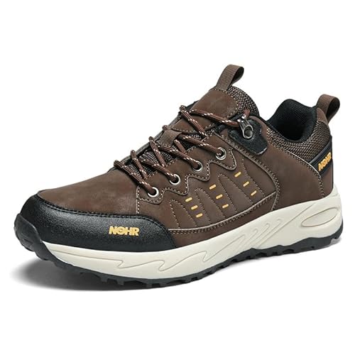 Generisch Herrenschuhe Niedrige Rutschschutz Langlaufschuhe Große Outdoor Wanderschuhe Laufschuhe aus Leder (Braun,40) von Generisch