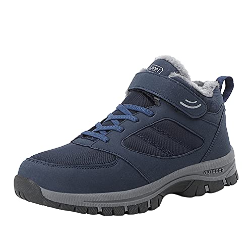 Generisch Herrenschuhe Paare Stiefel Herren Runde Flache Samtschuhe Sport HookLoop Keep Snow Plus Toe Herrenstiefel Diabetiker Schuhe Herren Extra Weit (Dark Blue, 43) von Generisch