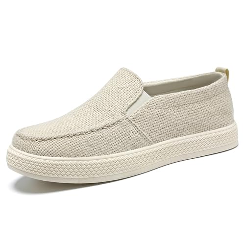 Generisch Herrenschuhe Sommer Freizeitschuhe EIN-Fuß-Steigbügel Gehen Atmungsaktiv Weiche Sohle Nicht Müde Füße Stoffschuhe Männer (Beige, 44) von Generisch