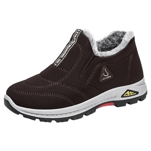 Generisch Herrenschuhe Stiefel Mode Muster Winter Verdickte Warme Bequeme Casual Slip Auf Schuhe Wiesn Schuhe Herren (Coffee, 40) von Generisch