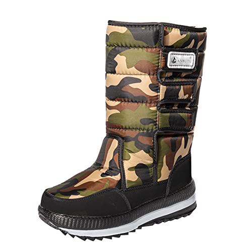 Generisch Herrenschuhe Stiefel Winter warm kalt spritzwassergeschützte Wasserhakenschlaufe verdickte Schneestiefel Herren Schuhe 720 (Camouflage, 41) von Generisch