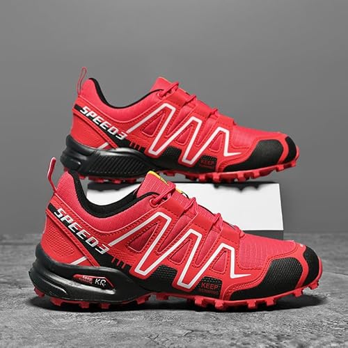 Generisch Herrenschuhe Wanderschuhe Leichtgewicht Rutschschutz Wanderschuhe Outdoor Sneakers (9-1 Rot,48) von Generisch