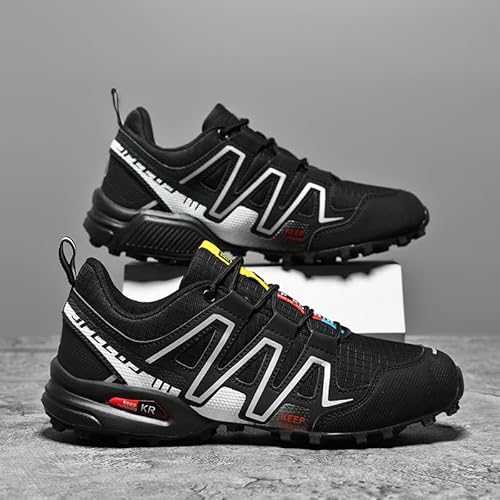 Generisch Herrenschuhe Wanderschuhe Leichtgewicht Rutschschutz Wanderschuhe Outdoor Sneakers (9-1 Schwarz-Weiß,46) von Generisch