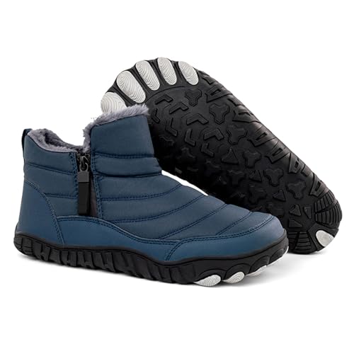 Generisch Herrenschuhe und Winter Mode Dicke warme Schneestiefel Reißverschluss mit samtigen Outdoor-Schuhen Gadget Schuhe Herren (Dark Blue, 45) von Generisch
