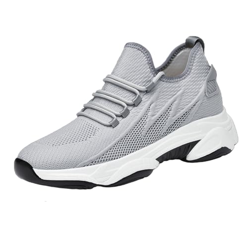 Generisch Herrenschuhe zur Erhöhung der Körpergröße, Sneakers zur versteckten Erhöhung der Körpergröße, leichte, atmungsaktive Mesh-Sneaker, lässige Sportschuhe (Gray Flat Bottom,39) von Generisch