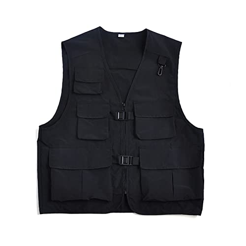 Generisch Herrenwesten Sportlich Schwarz Ärmellose Weste Herren Outdoor Sportwesten Mit Mehreren Taschen Outdoorwesten Freizeit Arbeitsweste Schnell Trocknend Multifunktionsweste Atmungsaktive Gilet von Generisch