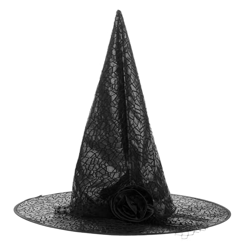 Generisch Hexenhut Netzstoff für Halloween Kostümzubehör für Erwachsene Eleganter Hut mit Design Vielseitig Einsetzbar für Maskerade Kostümpartys von Generisch