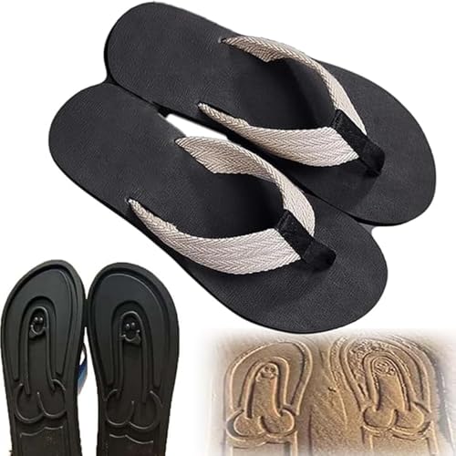 Generisch Hidden Shape Flops, Funny Print Flip Flops for Women Men, Summer Beach Comfort Anti Slip Sandal,Quick-Dry Beach Sandals (Beige,47) von Generisch