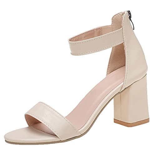 Generisch High Heels Damen Elegant Hochzeit Elegant Casual Blockabsatz Riemchen Sandalen Pumps Weite H Sandaletten Riemchensandalen Peeptoes Damensandalen High Heels Leight Hausschuhe von Generisch