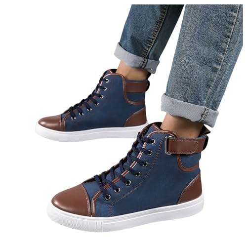 Generisch Hochwertige Herrenschuhe Leichte Sneaker für Herren Lässige PU-Sneaker Stilvolle Wanderschuhe für Männer Bequeme Sportmodelle (Blue, 39) von Generisch