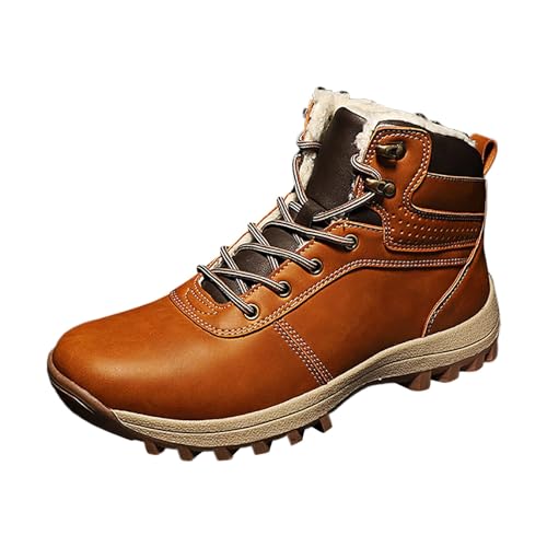 Generisch Hochwertige Winter-Schneestiefel für Herren warme Plüsch-Wanderschuhe robuste Baumwollstiefel mit Rutschfester Sohle ideal für frostige Temperaturen (Orange, 43) von Generisch