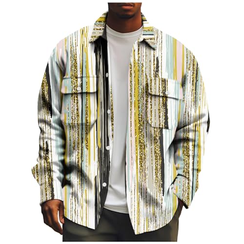 Generisch Holzfällerhemd Herren Gefüttert Mit, Hemdjacke Kariertes Winterjacke Thermohemd Fleece Freizeit Jacke Schwarz Weiß Karierte Männer Herrenjacken Kapuze Baumfäller Jacket (M, Gelb) von Generisch