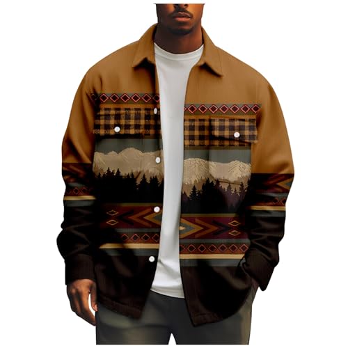 Generisch Holzfällerhemd Jacke Fueri, Herren Kariert Warm Wattiert Atmungsaktiv Dicke Hemden Vintage Plaid Freizeitjacke Winter Herbst Holzfäller Hemd Gefüttert Karo (5XL, Light Brown) von Generisch