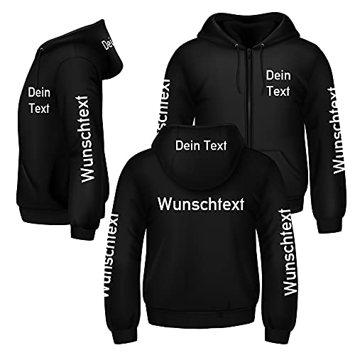 Generisch Hoodie, individuell auf Brust und/oder, Rücken, Ärmel-Oberarm, Kapuze Bestickt (Schwarz, XL) von Generisch