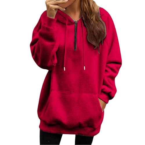 Generisch Hoodie Damen 4/1 Zipper Y2k Sweatjacke 2025 Kapuzenjacke Hoodies Kapuzenpullover Oversize Oberteile Sportjacke Frauen Langarm Sweatshirt Leichte Sportjacken Casual Sport Style Jacken von Generisch