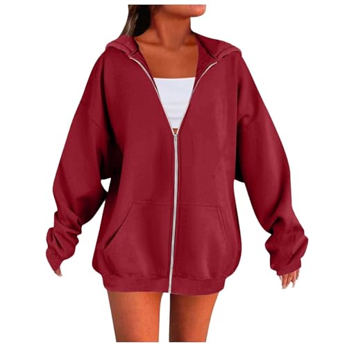 Generisch Hoodie Damen Kapuzenpullover Knopfleiste Leichter Pullover Langarm Sweatshirt Tops für Herbst Damen Sweatshirt Langarm Straße cool von Generisch