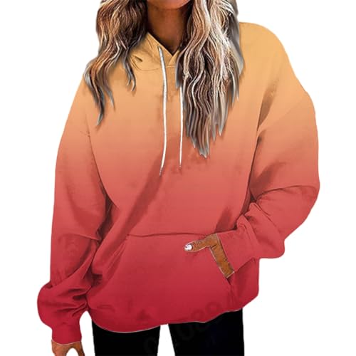 Generisch Hoodie Damen Kapuzenpullover Knopfleiste Leichter Pullover Langarm Sweatshirt Tops für Herbst Oversize Jacke Damen Splice-Kollision von Generisch