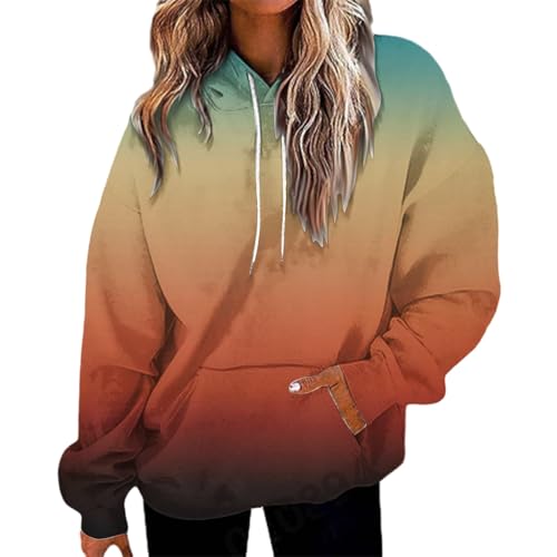 Generisch Hoodie Damen Kapuzenpullover Knopfleiste Leichter Pullover Langarm Sweatshirt Tops für Herbst Sweatshirt Jacke Splice-Kollision von Generisch