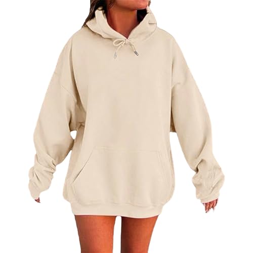 Generisch Hoodie Damen Kapuzenpullover Oversize Casual Pullover Sweatshirt Langarm Baumwolle Pulli Herbst Winter Hoody mit Tasche,Arbeitspullover Damen,Herbst/Wintergeschenk von Generisch
